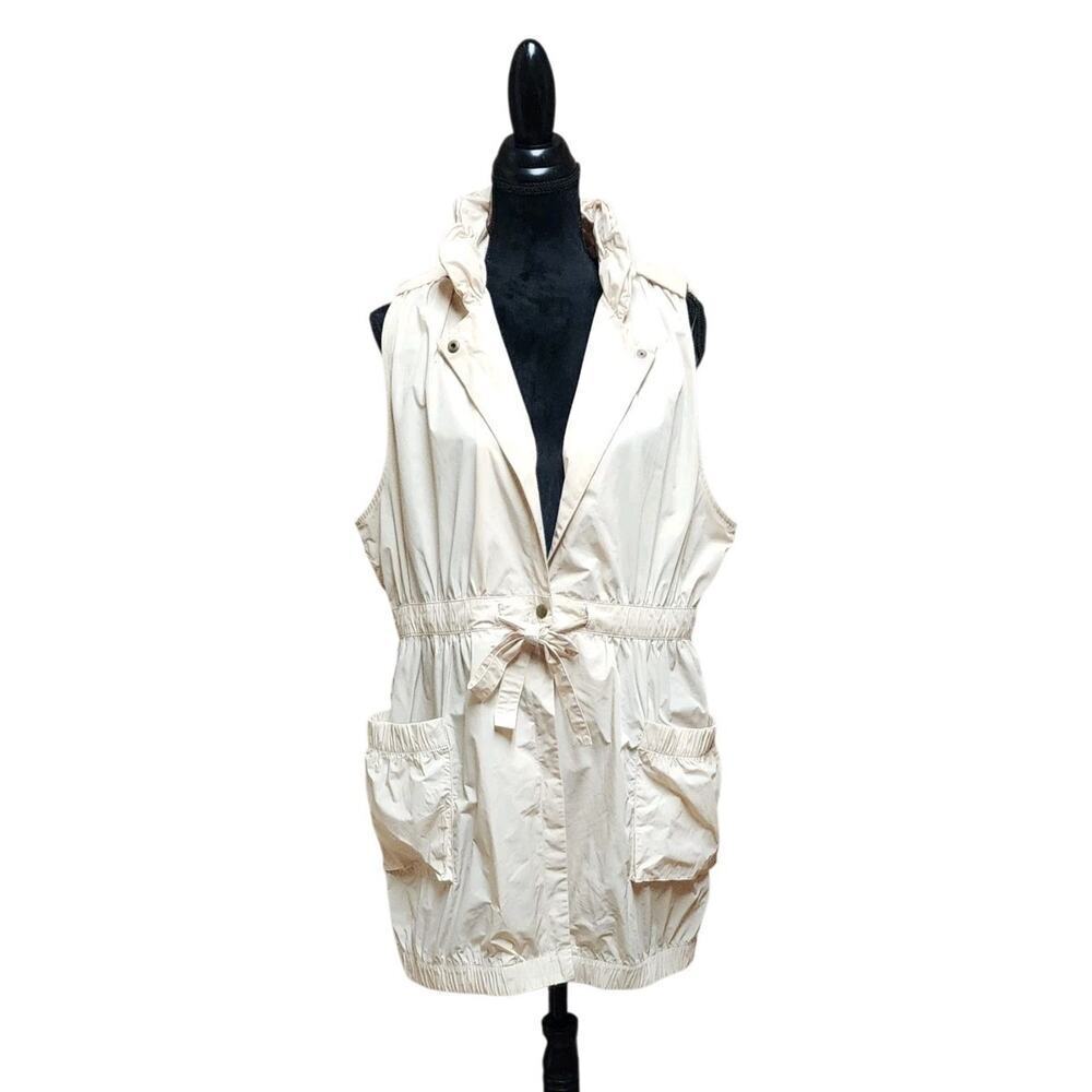 Banana Republic Women's New Safari Travel Beige Waist Ribbon Tunic Vest Size Xl